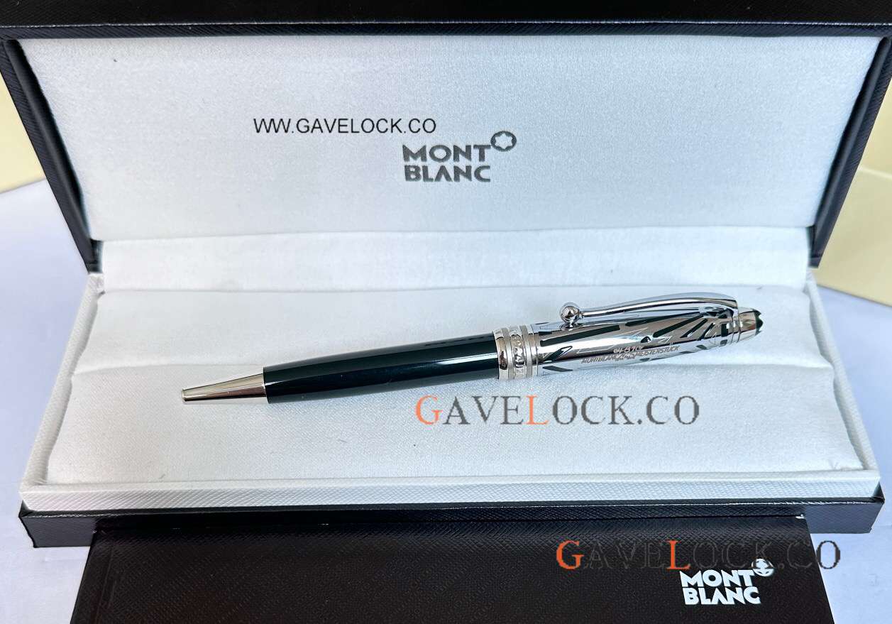 New Clone Mont blanc 100 Meisterstück Silver-Green Ballpoint Pen